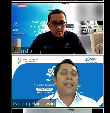 Foto : Kepala BPS Jatim Dadang Hardiwan (bawah) dalam konferensi pers melalui sambungan internet, Rabu (1/4/2020). (Ist)