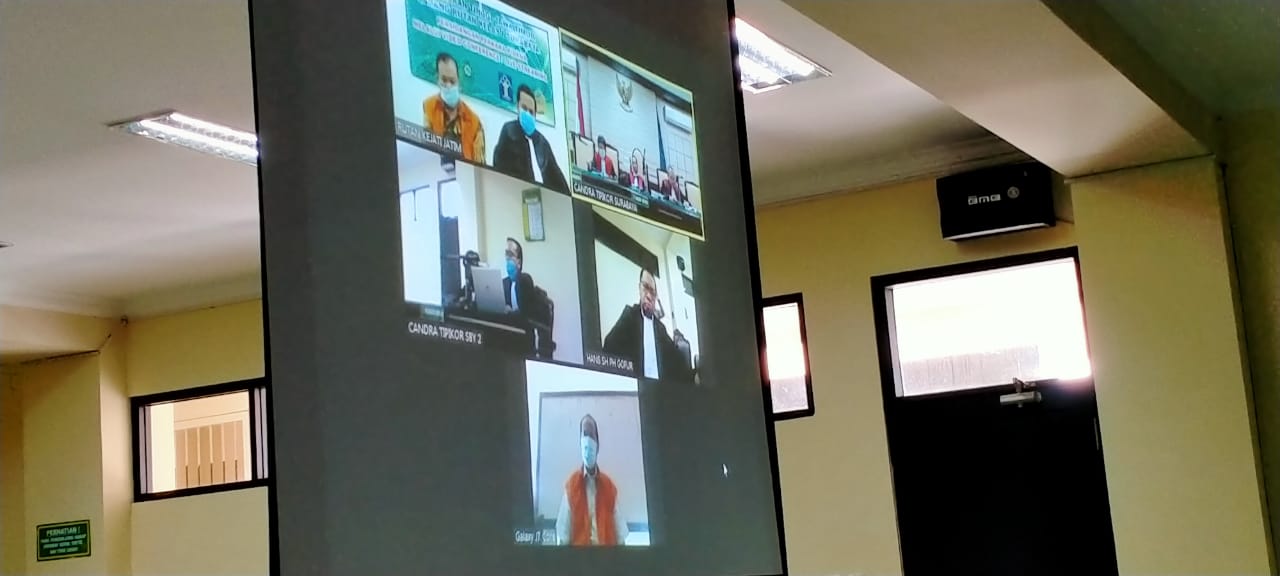Sidang kasus korupsi secara virtual di Pengadilan Tipikor.