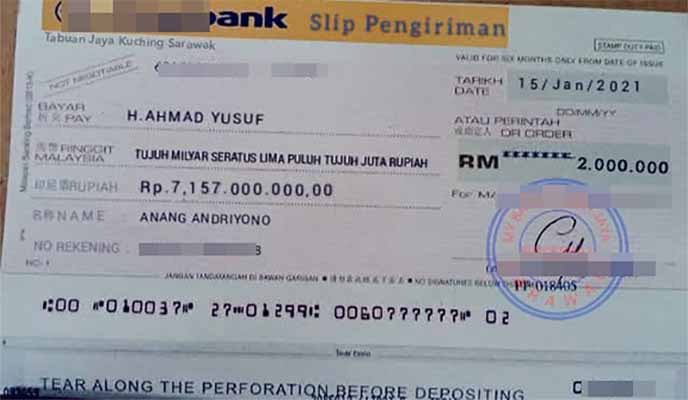 Kirim Rp 7 Milyar, Minta Rp 1,5 Juta (2)
