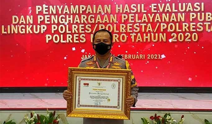 Polresta Banyuwangi Raih Penghargaan Pelayanan Publik