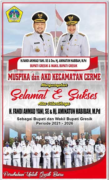 Muspika dan AKD Kecamatan Cerme Sampaikan Ucapan Selamat dan Sukses Pelantikan Bupati dan Wabup Gresik 2021-2026