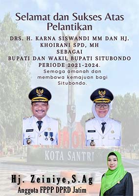 Ucapan Selamat Dari Hj. Zeiniye, S.Ag Pada  Pelantikan Bupati dan Wakil Bupati Situbondo
