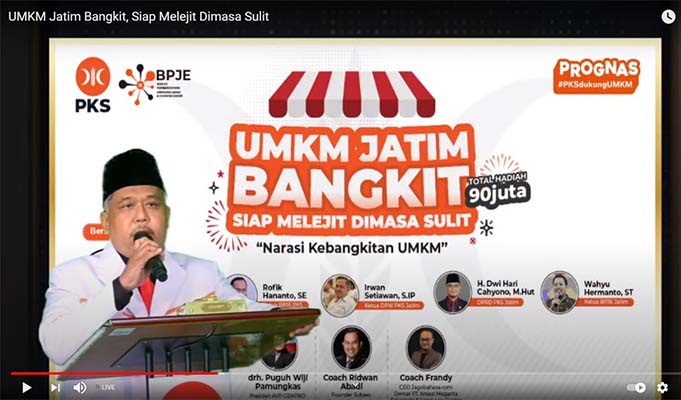 DPW  PKS Jatim Saat Webinar Dengan Ribuan Pegiat UMKM