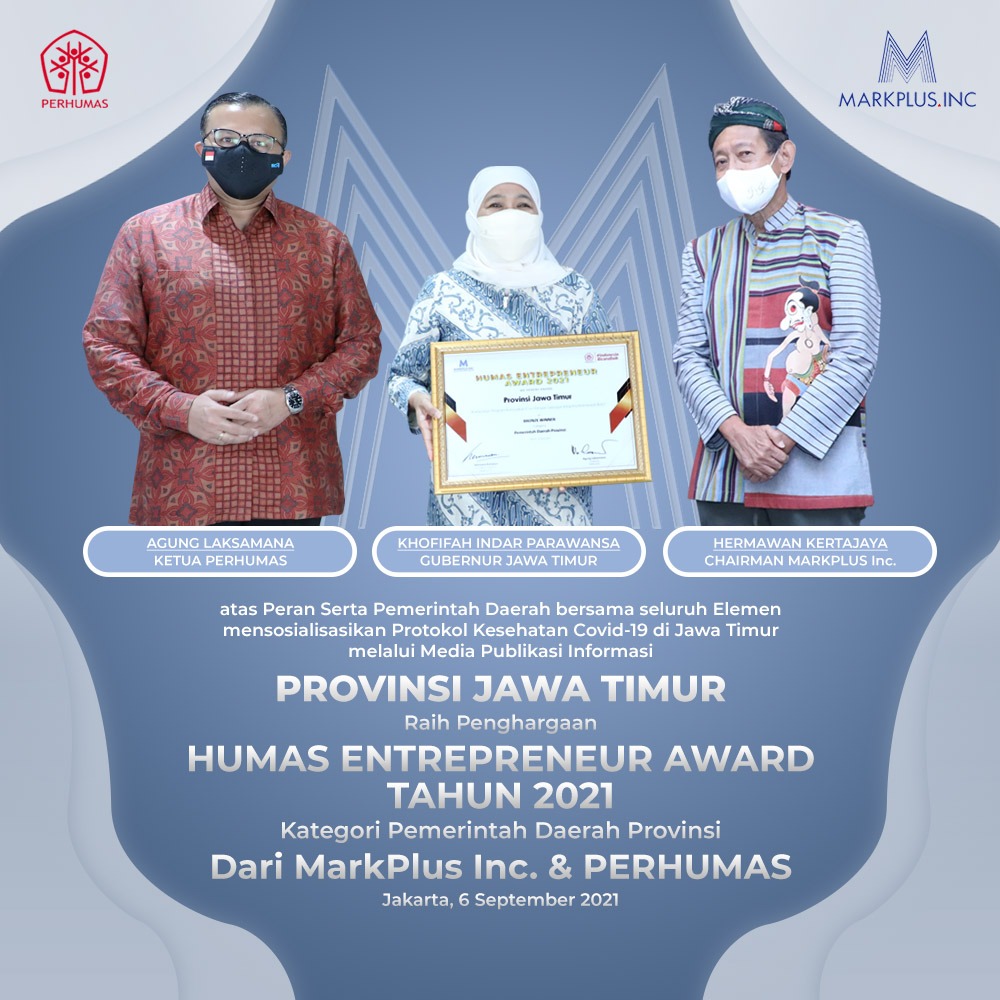 Pemprov Jatim Raih Penghargaan Humas Enterpreneur Award Tahun 2021
