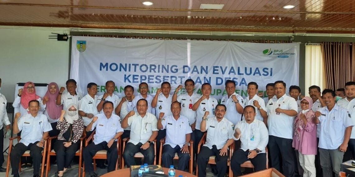 BPJS Ketenagakerjaan Kediri melakukan monitoring dan evaluasi (monev) kepesertaan desa di Kab. Kediri, Rabu (9/11/2022). (ist)