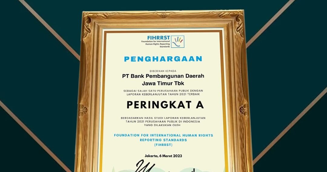 Piagam Laporan Peringkat A Bank Jatim