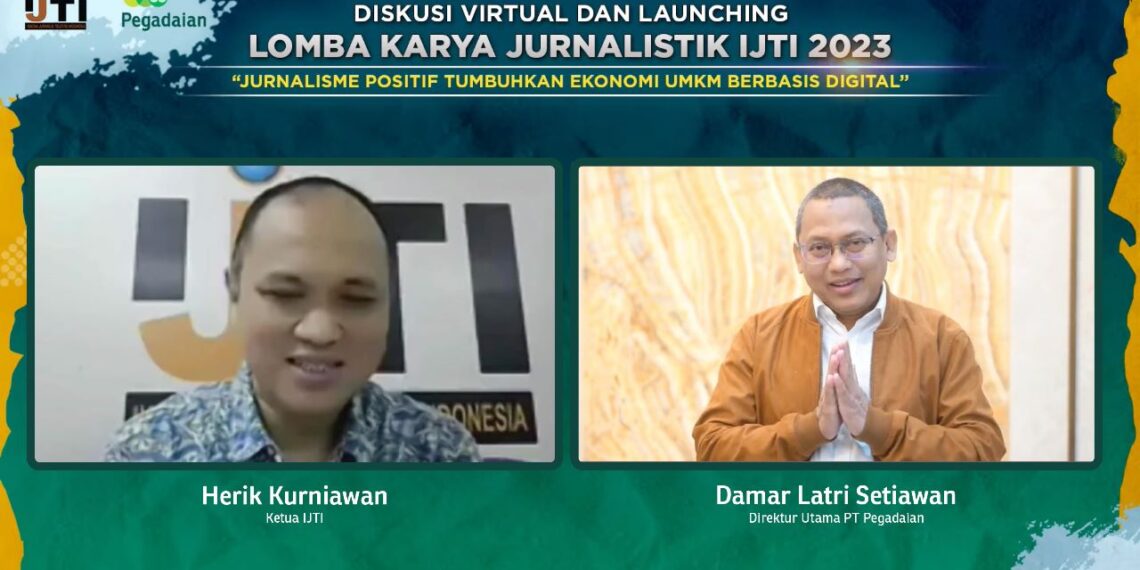 PT Pegadaian & Ikatan Jurnalis Televisi Indonesia (IJTI) menggelar kickoff tanda dimulainya Lomba Karya Jurnalistik 2023 secara daring, Kamis (2/3/2023). (ist)