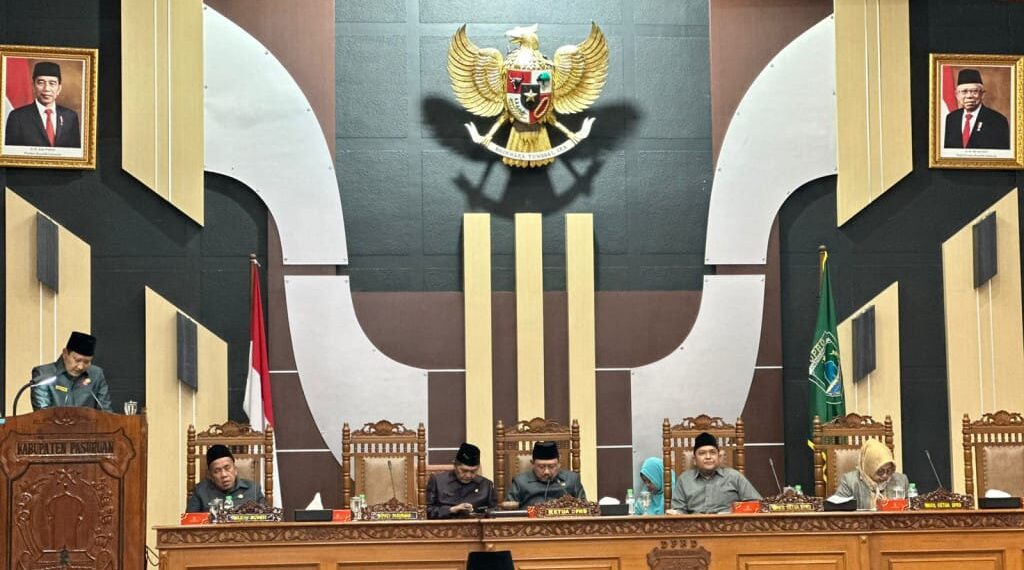 Suasana rapat Paripurna DPRD kabupaten Pasuruan, Senin (07/0) 2023).