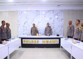 Polres Ngawi Mengikuti Anev Kamtibmas Tahun 2023 Polda Jatim Secara Virtual