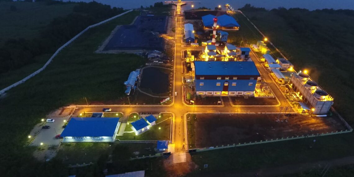 Aerial PLTU Tembilahan 2x7 MW. PLTU Tembilahan menopang 1,3% dari total kebutuhan listrik di Riau atau 0,4% dari sistem kelistrikan Pulau Sumatera. (foto: ist)