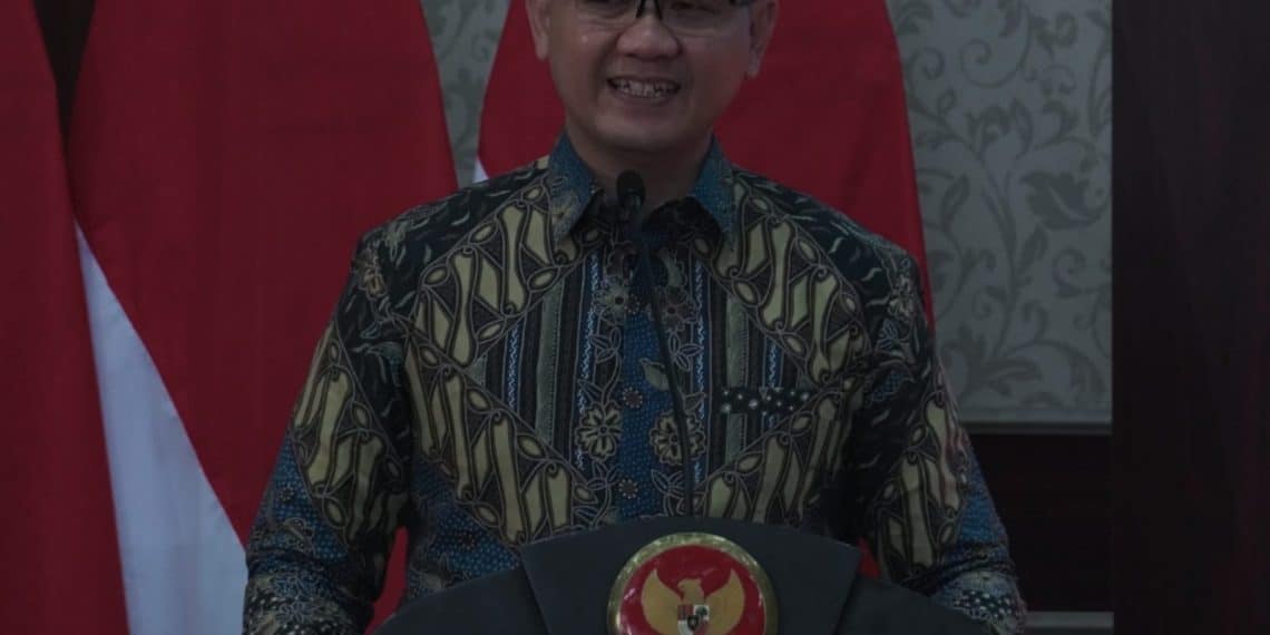 Pj. Walikota Batu Aries Agung Pawai saat sambutan di event Jambore Tim Penggerak PKK Kota Batu di Graha Pancasila Among Tani Batu (Ist) 