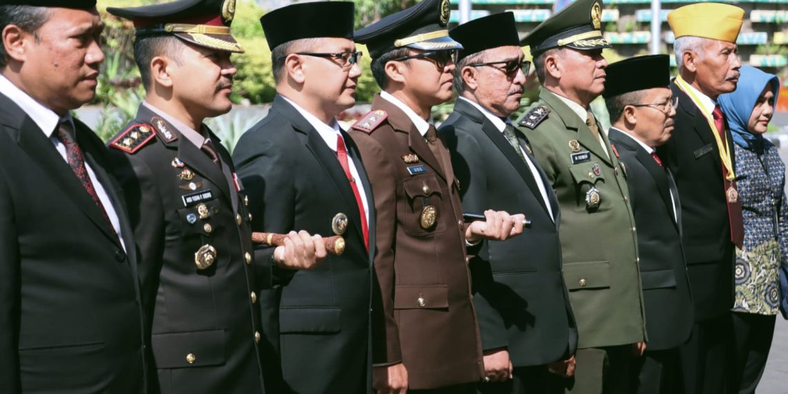 Kapolres Batu bersama Forkopimda saat upacara Peringati Hari Kesaktian Pancasila di Balaikota Among Tani Batu (Ist)