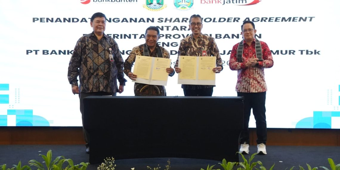 Tanda Tangani Shareholder Agreement, Bank Jatim dan Bank Banten Lanjutkan Proses KUB 1 bank Jatim saat lanjutkan proses KUB dengan Bank Banten