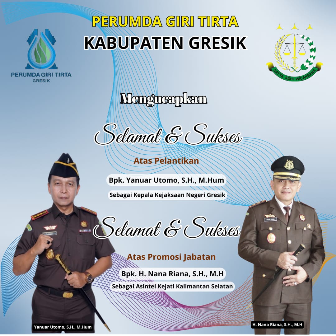 Perumda Giri Tirta Kabupaten Gresik Mengucapkan, Selamat dan Sukses Atas Pelantikan Yanuar Utomo., SH. M.Hum Sebagai Kajari Gresik 4