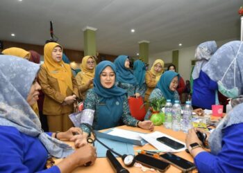 Tinjau Skrining Kesehatan, Ketua TP-PKK Mela Rusdi Ajak Warga Jaga Kesehatan Tubuh