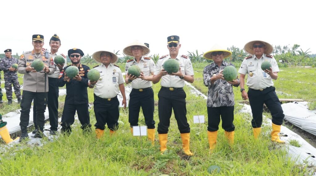 Wabup Mujiono bersama Kakanwil dan Kalapas se-Jatim saat Panen Raya Semangka di Banyuwangi