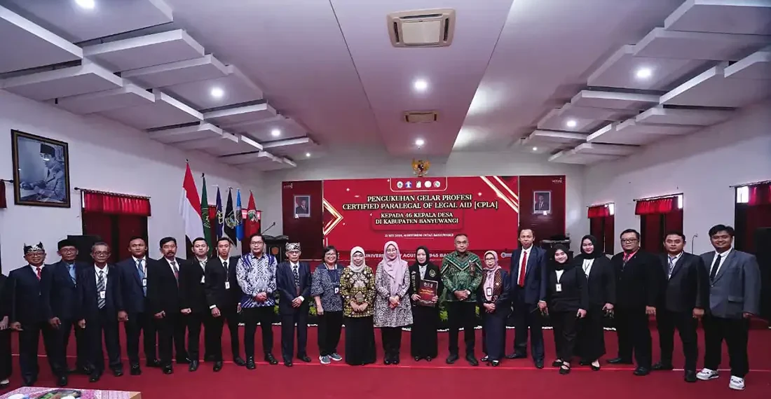 Dikukuhkan Sebagai Paralegal, 46 Kades di Banyuwangi Diharap Bisa Jadi Juru Damai 1 Bupati Ipuk saat menghadiri acara Pengukuhan Gelar Certified Paralegal of Legal Aid (CPLA) kepada 46 Kades di Kampus Untag Banyuwangi (Ist)