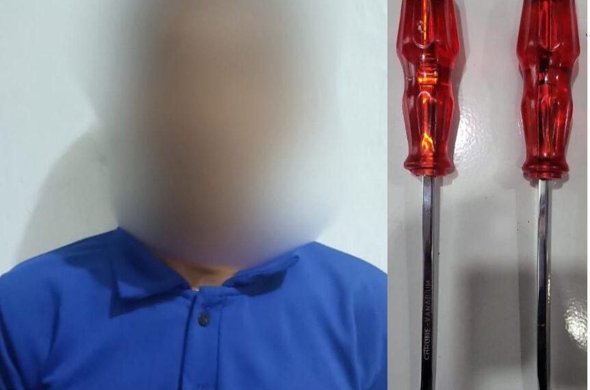 Pelaku S saat diamankan polisi (Ist)